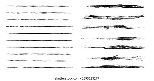 Horizontal textured Stripes. Vector isolated grunge lines
