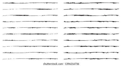 Horizontal textured Stripes. Vector isolated grunge lines