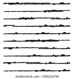 Horizontal textured Stripes. Vector isolated grunge lines