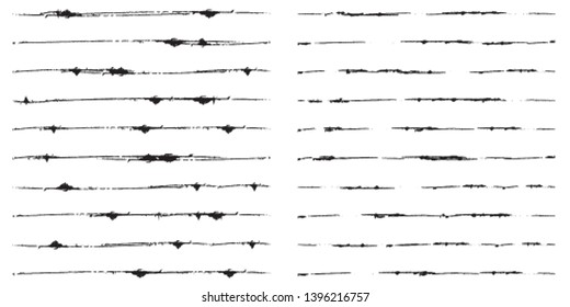 Horizontal textured Stripes. Vector isolated grunge lines
