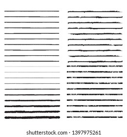 Horizontal textured Stripes. Vector isolated grunge lines