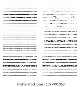 Horizontal textured Stripes. Vector isolated grunge lines