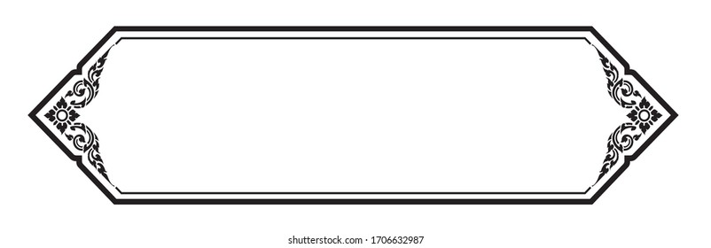 Horizontal Thai style frame on a white background for card design or for making sign boards. Line Thai.