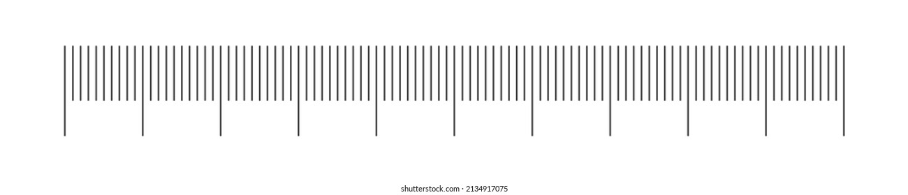 Horizontal thermometer or ruler scale. Template for meteorological, medical or math measuring tool isolated on white background. Vector outline illustration.