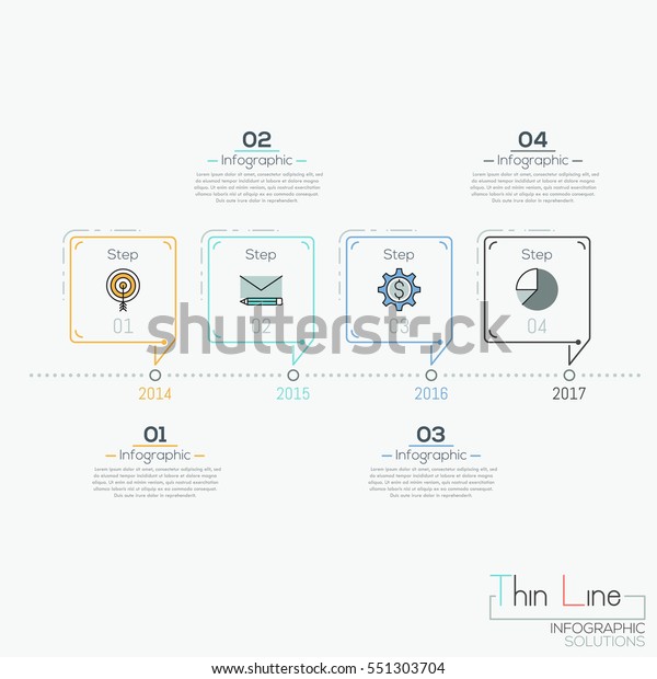 Horizontal Timeline 4 Elements Shape Speech Royalty Free Stock Image