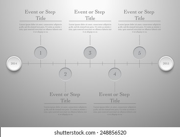 Horizontal timeline easy editable template, vector illustration