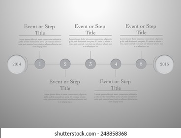 Horizontal timeline easy editable template, vector illustration