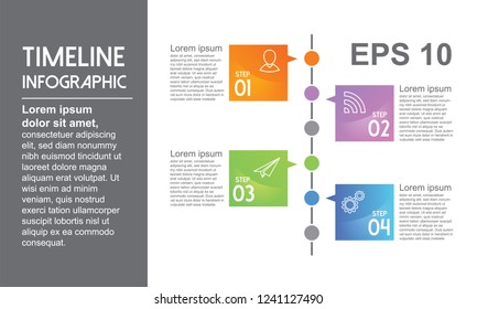 Horizontal timeline info graphics template with colorful 
square, workflow or process diagram, illustration vector eps10 