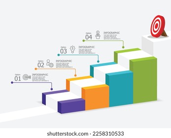 horizontal timeline infographic element report background with business icon 4 steps vector illustration