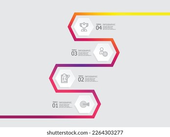 horizontal timeline infographic element report background with business icon 4 steps vector illustration