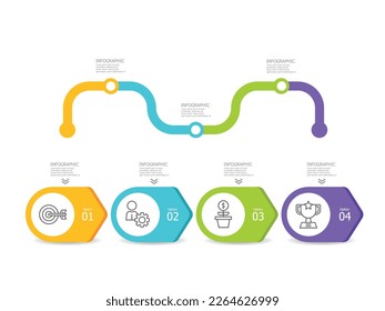 horizontal timeline infographic element report background with business icon 5 steps vector illustration