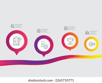 línea de tiempo horizontal elemento infográfico informe de fondo con icono empresarial 4 pasos ilustración vectorial