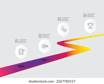 horizontal timeline infographic element report background with business icon 4 steps vector illustration