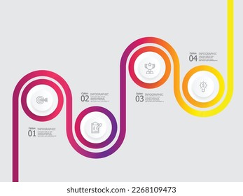 horizontal timeline infographic element report background with business icon 4 steps vector illustration