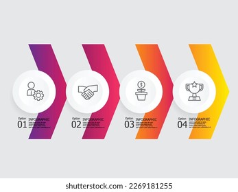 horizontal timeline infographic element report background with business icon 4 steps vector illustration