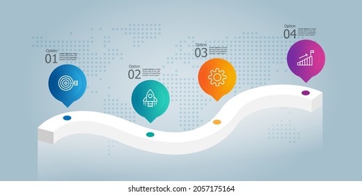 horizontal timeline infographic presentation element template with business icon 4 options 