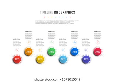 Horizontal Timeline Infographic Round Elements Year Stock Vector ...