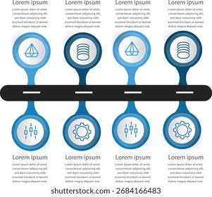 Horizontal Timeline Infographic Template with Six Stages and Minimal Line Icons