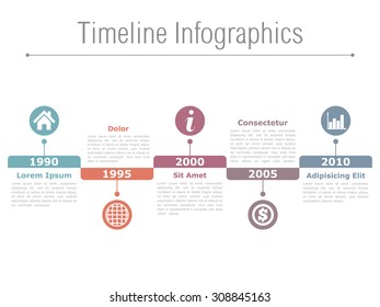 Horizontal Timeline Infographics Design Template, Vector Eps10 Illustration