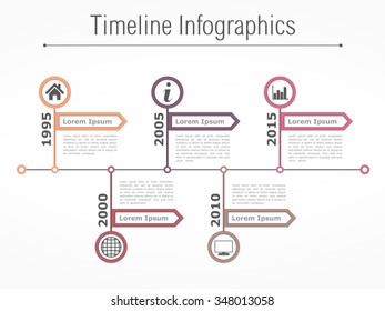 Horizontal timeline infographics design template with arrows, vector eps10 illustration