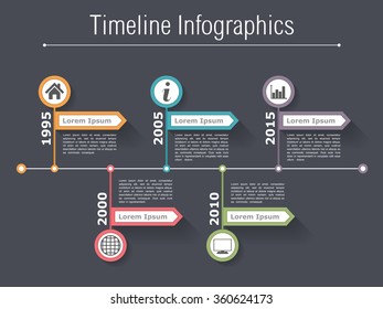 Horizontal Timeline Infographics Design Template With Arrows, Vector Eps10 Illustration