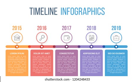 Horizontal Timeline Infographics Template Colorful Circles Stock Vector 