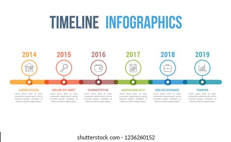 Horizontal Timeline Infographics Template Colorful Circles Stock Vector ...