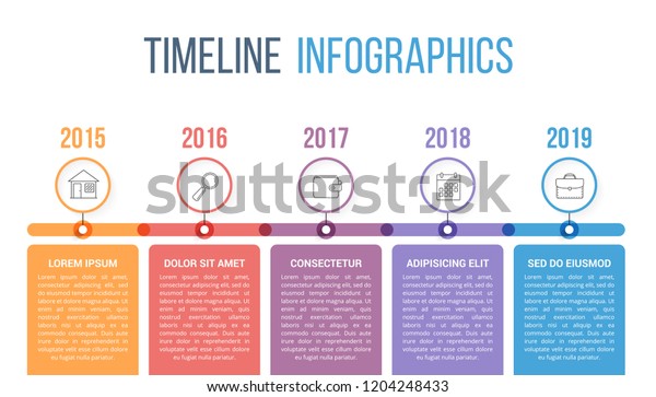 Horizontal Timeline Infographics Template Colorful Circles Stock Vector ...