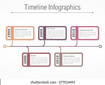 Horizontal timeline infographics template with dates and place for your text, vector eps10 illustration