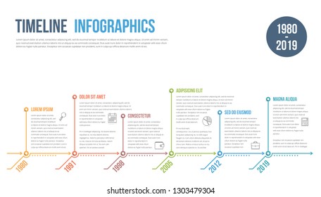 Horizontal timeline infographics template, workflow or process diagram, vector eps10 illustration