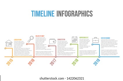 Horizontal timeline infographics template, workflow or process diagram, vector eps10 illustration