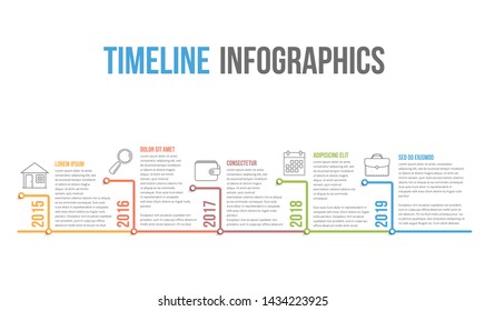 Horizontal timeline infographics template, workflow or process diagram, vector eps10 illustration