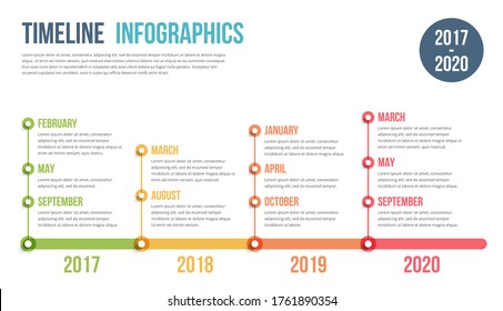 Horizontal timeline infographics template, workflow, process chart, vector eps10 illustration