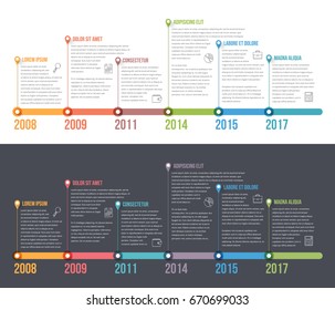 Horizontal timeline infographics template, workflow or process diagram, vector eps10 illustration