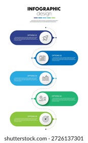 Línea de tiempo Horizontal Presentación Infografía Diagramas de Plantilla Concepto Icono de negocios 5 Opción