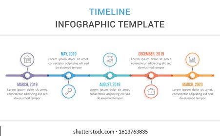 Horizontal Timeline Template Five Elements Infographic Stock Vector 