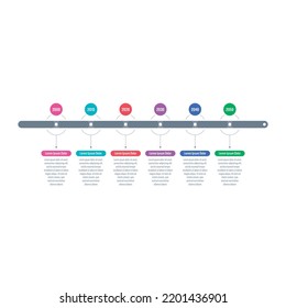 horizontal timeline template. six option informational templates. web, business, annual report, internet, magazine infographic template