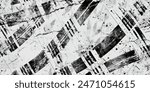Horizontal tire tread print with grunge effect seamless pattern. Footprint of bike or vehicle wheels. Tire track seamless and stamps pattern. Grange tread marks.