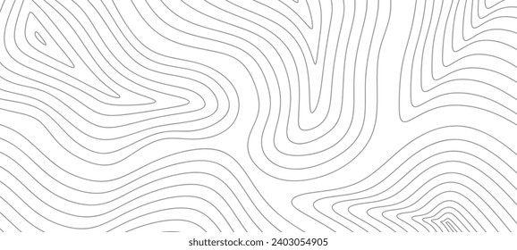 Horizontal topographic Contour Line map. Hand drawn abstract line pattern in vintage style. Cartography and geographical background concept. Conditional geography scheme and terrain path. Vector