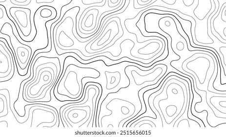 Horizontal mapa topográfico sobre fondo transparente. Trazo editable. Líneas de mapa topográfico, fondo de contorno. Cuadrícula abstracta geográfica. Textura de papel Imitación de los contornos de las sombras del mapa geográfico