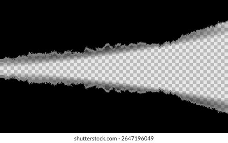 horizontal torn black paper with soft shadow. Realistic torn black paper with ragged edge. Blank mockup for text or message.  Creative paper template with empty space
