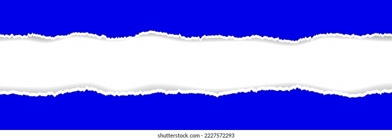 horizontal torn blue paper for pattern and background.