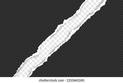 Horizontal torn paper edge. Ripped squared horizontal white paper strips. Vector illustration.