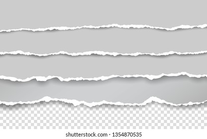 Horizontal Torn Paper Edge. Ripped Squared Horizontal White Paper Strips. Vector Illustration.