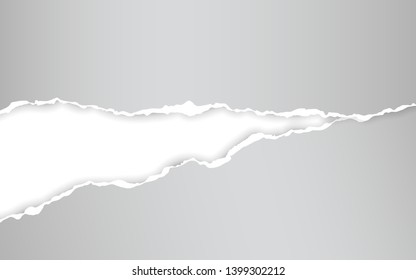 Horizontal torn paper edge. Ripped squared horizontal white paper strips. Vector illustration.
