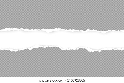 Horizontal torn paper edge. Ripped squared horizontal white paper strips. Vector illustration. - Shutterstock ID 1400928305