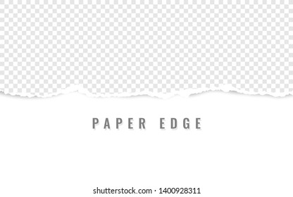 Horizontal torn paper edge. Ripped squared horizontal white paper strips. Vector illustration.