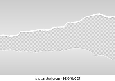 Horizontal torn paper edge. Ripped squared horizontal white paper strips. Vector illustration EPS10.