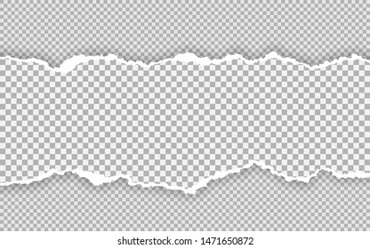 Horizontal torn paper edge. Ripped squared horizontal paper strips. Vector illustration.