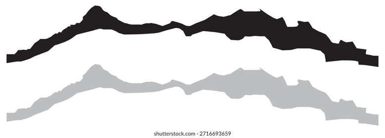 Textura Horizontal del borde del papel rasgado. Tira de papel desgarrada Horizontal mínima aislada sobre fondo blanco, útil para divisores de diseño, superposiciones, Anuncios y fondos abstractos.
